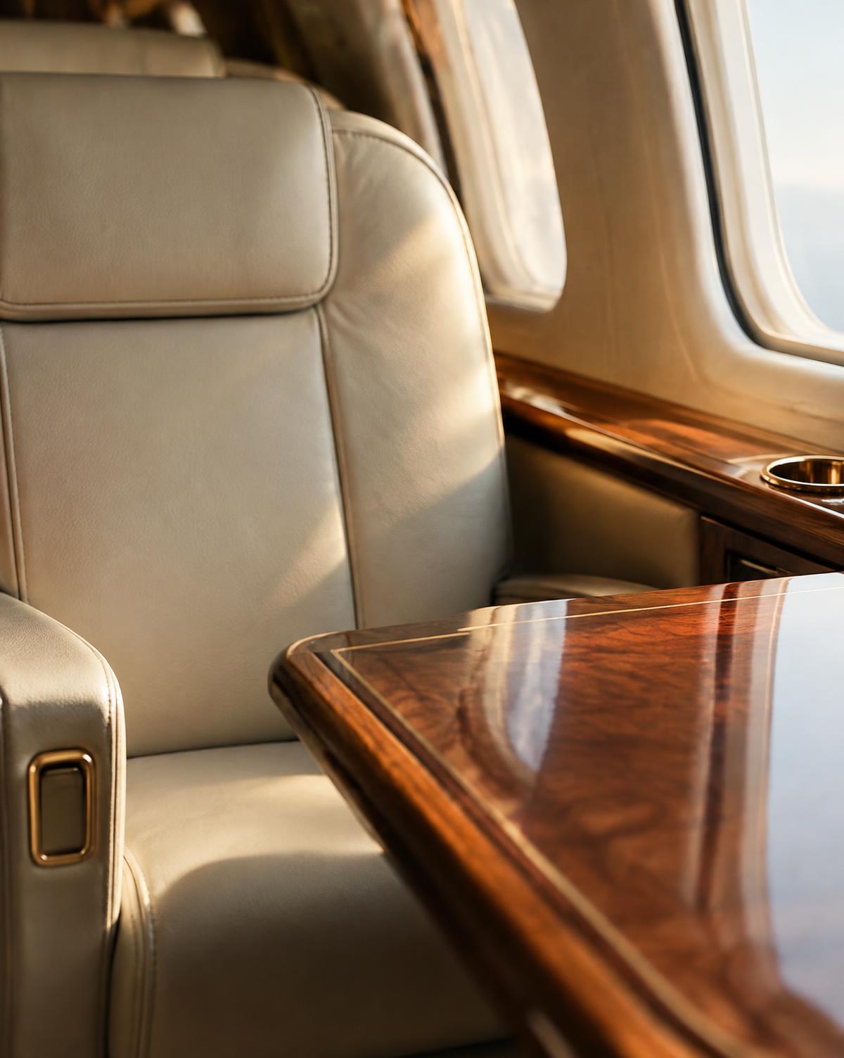 Detailaufnahme einer Business-Jet-Kabine