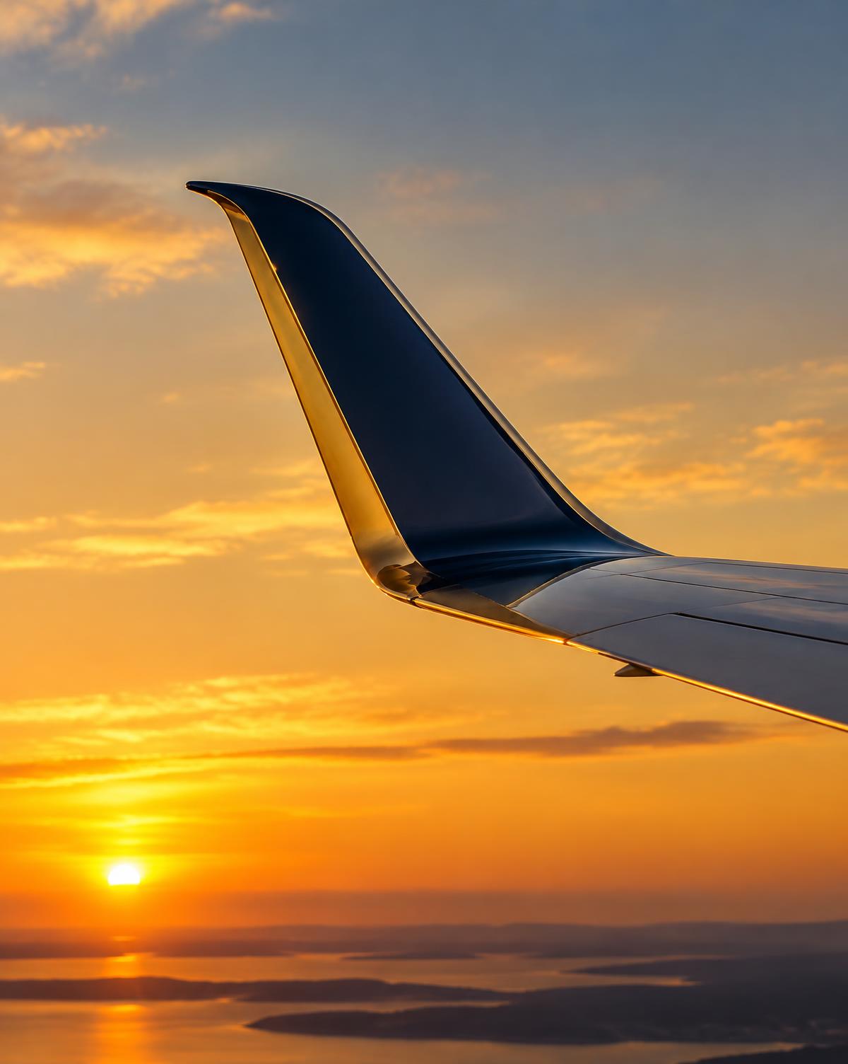 Winglet eines Business Jets im Abendlicht